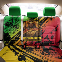 Sundiata Keita Back Car Seat Cover with Regal Portrait, Lion of Mali Title and Bold Tribal Brushstroke Pattern - Wonder Print Shop