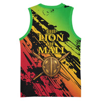 Sundiata Keita Basketball Jersey with Regal Portrait, Lion of Mali Title and Bold Tribal Brushstroke Pattern - Wonder Print Shop
