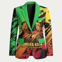 Sundiata Keita Blazer with Regal Portrait, Lion of Mali Title and Bold Tribal Brushstroke Pattern - Wonder Print Shop