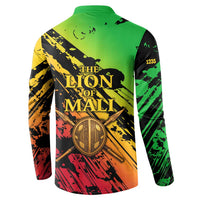 Sundiata Keita Button Sweatshirt with Regal Portrait, Lion of Mali Title and Bold Tribal Brushstroke Pattern