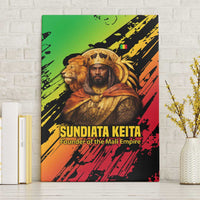 Sundiata Keita Canvas Wall Art with Regal Portrait, Lion of Mali Title and Bold Tribal Brushstroke Pattern - Wonder Print Shop