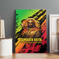 Sundiata Keita Canvas Wall Art with Regal Portrait, Lion of Mali Title and Bold Tribal Brushstroke Pattern - Wonder Print Shop