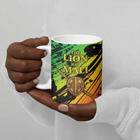 Sundiata Keita Ceramic Mug with Regal Portrait, Lion of Mali Title and Bold Tribal Brushstroke Pattern - Wonder Print Shop