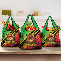 Sundiata Keita Grocery Bag with Regal Portrait, Lion of Mali Title and Bold Tribal Brushstroke Pattern - Wonder Print Shop