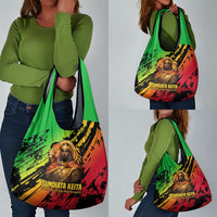 Sundiata Keita Grocery Bag with Regal Portrait, Lion of Mali Title and Bold Tribal Brushstroke Pattern - Wonder Print Shop