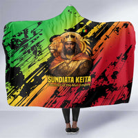 Sundiata Keita Hooded Blanket with Regal Portrait, Lion of Mali Title and Bold Tribal Brushstroke Pattern - Wonder Print Shop