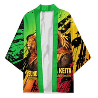 Sundiata Keita Kimono with Regal Portrait, Lion of Mali Title and Bold Tribal Brushstroke Pattern - Wonder Print Shop