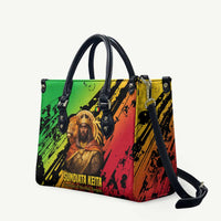 Sundiata Keita Leather Bag with Regal Portrait, Lion of Mali Title and Bold Tribal Brushstroke Pattern - Wonder Print Shop
