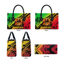 Sundiata Keita Leather Bag with Regal Portrait, Lion of Mali Title and Bold Tribal Brushstroke Pattern - Wonder Print Shop