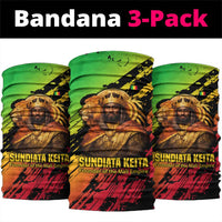 Sundiata Keita Neck Gaiter with Regal Portrait, Lion of Mali Title and Bold Tribal Brushstroke Pattern - Wonder Print Shop