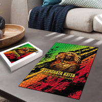 Sundiata Keita Puzzle with Regal Portrait, Lion of Mali Title and Bold Tribal Brushstroke Pattern - Wonder Print Shop