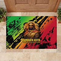 Sundiata Keita Rubber Doormat with Regal Portrait, Lion of Mali Title and Bold Tribal Brushstroke Pattern - Wonder Print Shop