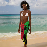 Sundiata Keita Sarong with Regal Portrait, Lion of Mali Title and Bold Tribal Brushstroke Pattern - Wonder Print Shop