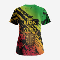 Sundiata Keita Scrub Top with Regal Portrait, Lion of Mali Title and Bold Tribal Brushstroke Pattern - Wonder Print Shop