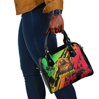 Sundiata Keita Shoulder Handbag with Regal Portrait, Lion of Mali Title and Bold Tribal Brushstroke Pattern - Wonder Print Shop