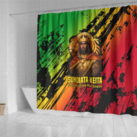 Sundiata Keita Shower Curtain with Regal Portrait, Lion of Mali Title and Bold Tribal Brushstroke Pattern - Wonder Print Shop