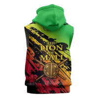 Sundiata Keita Sleeveless Zip Hoodie with Regal Portrait, Lion of Mali Title and Bold Tribal Brushstroke Pattern - Wonder Print Shop