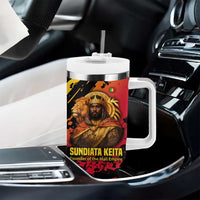 Sundiata Keita Tumbler With Handle with Regal Portrait, Lion of Mali Title and Bold Tribal Brushstroke Pattern - Wonder Print Shop