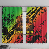 Sundiata Keita Window Curtain with Regal Portrait, Lion of Mali Title and Bold Tribal Brushstroke Pattern - Wonder Print Shop