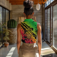 Sundiata Keita Women Sleeveless Polo Shirt with Regal Portrait, Lion of Mali Title and Bold Tribal Brushstroke Pattern - Wonder Print Shop