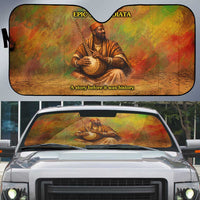 Sundiata Keita Auto Sun Shade Griot Storytelling Scene, Epic of Sundiata Text and Heritage-Inspired Earth Tone - Wonder Print Shop