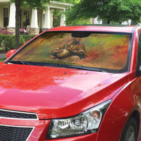 Sundiata Keita Auto Sun Shade Griot Storytelling Scene, Epic of Sundiata Text and Heritage-Inspired Earth Tone - Wonder Print Shop