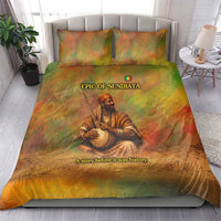 Sundiata Keita Bedding Set Griot Storytelling Scene, Epic of Sundiata Text and Heritage-Inspired Earth Tone - Wonder Print Shop