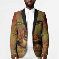 Sundiata Keita Blazer Griot Storytelling Scene, Epic of Sundiata Text and Heritage-Inspired Earth Tone - Wonder Print Shop