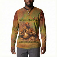 Sundiata Keita Button Sweatshirt Griot Storytelling Scene, Epic of Sundiata Text and Heritage-Inspired Earth Tone