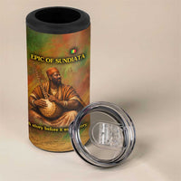 Sundiata Keita 4 in 1 Can Cooler Tumbler Griot Storytelling Scene, Epic of Sundiata Text and Heritage-Inspired Earth Tone - Wonder Print Shop