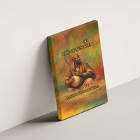 Sundiata Keita Canvas Wall Art Griot Storytelling Scene, Epic of Sundiata Text and Heritage-Inspired Earth Tone - Wonder Print Shop