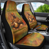Sundiata Keita Car Seat Cover Griot Storytelling Scene, Epic of Sundiata Text and Heritage-Inspired Earth Tone - Wonder Print Shop