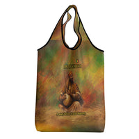 Sundiata Keita Grocery Bag Griot Storytelling Scene, Epic of Sundiata Text and Heritage-Inspired Earth Tone - Wonder Print Shop
