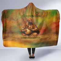 Sundiata Keita Hooded Blanket Griot Storytelling Scene, Epic of Sundiata Text and Heritage-Inspired Earth Tone - Wonder Print Shop