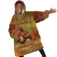 Sundiata Keita Kid Wearable Blanket Hoodie Griot Storytelling Scene, Epic of Sundiata Text and Heritage-Inspired Earth Tone - Wonder Print Shop