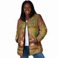 Sundiata Keita Padded Jacket Griot Storytelling Scene, Epic of Sundiata Text and Heritage-Inspired Earth Tone - Wonder Print Shop