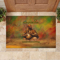 Sundiata Keita Rubber Doormat Griot Storytelling Scene, Epic of Sundiata Text and Heritage-Inspired Earth Tone - Wonder Print Shop