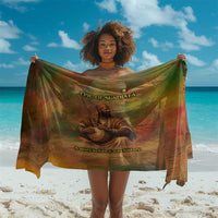 Sundiata Keita Sarong Griot Storytelling Scene, Epic of Sundiata Text and Heritage-Inspired Earth Tone - Wonder Print Shop