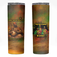 Sundiata Keita Skinny Tumbler Griot Storytelling Scene, Epic of Sundiata Text and Heritage-Inspired Earth Tone - Wonder Print Shop