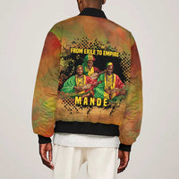 Sundiata Keita Sleeve Zip Bomber Jacket Griot Storytelling Scene, Epic of Sundiata Text and Heritage-Inspired Earth Tone - Wonder Print Shop