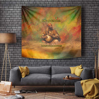Sundiata Keita Tapestry Griot Storytelling Scene, Epic of Sundiata Text and Heritage-Inspired Earth Tone - Wonder Print Shop