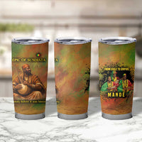 Sundiata Keita Tumbler Cup Griot Storytelling Scene, Epic of Sundiata Text and Heritage-Inspired Earth Tone - Wonder Print Shop