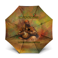 Sundiata Keita Umbrella Griot Storytelling Scene, Epic of Sundiata Text and Heritage-Inspired Earth Tone - Wonder Print Shop