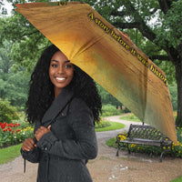 Sundiata Keita Umbrella Griot Storytelling Scene, Epic of Sundiata Text and Heritage-Inspired Earth Tone - Wonder Print Shop