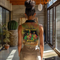 Sundiata Keita Women Sleeveless Polo Shirt Griot Storytelling Scene, Epic of Sundiata Text and Heritage-Inspired Earth Tone - Wonder Print Shop