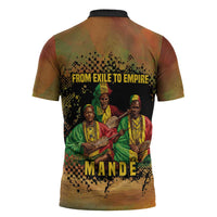 Sundiata Keita Zipper Polo Shirt Griot Storytelling Scene, Epic of Sundiata Text and Heritage-Inspired Earth Tone - Wonder Print Shop
