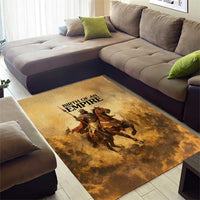 Sundiata Keita Area Rug with Kirina 1235 Battle Map, Horseback Warrior and Birth of an Empire Design - Wonder Print Shop