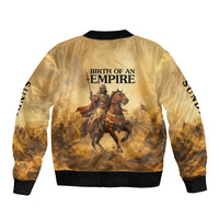 Sundiata Keita Bomber Jacket with Kirina 1235 Battle Map, Horseback Warrior and Birth of an Empire Design - Wonder Print Shop