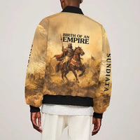 Sundiata Keita Bomber Jacket with Kirina 1235 Battle Map, Horseback Warrior and Birth of an Empire Design - Wonder Print Shop