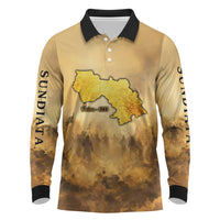 Sundiata Keita Long Sleeve Polo Shirt with Kirina 1235 Battle Map, Horseback Warrior and Birth of an Empire Design - Wonder Print Shop